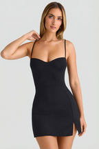 Chic Modal Sweetheart-Neck A-Line Mini Dress in Black