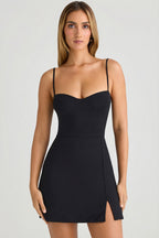 Chic Modal Sweetheart-Neck A-Line Mini Dress in Black