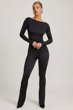 Chic Slinky Jersey Bow-Detail Jumpsuit in Black