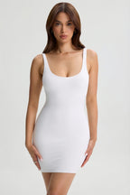 Chic Modal Low-Back Bodycon Mini Dress in White