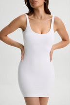 Chic Modal Low-Back Bodycon Mini Dress in White