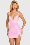 Chic Sequin Lace Mini Dress in Blossom