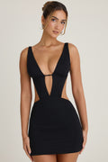 Chic Cut-Out A-Line Mini Dress in Black