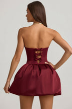 Chic Convertible Bow-Detail Bubble Hem Midaxi Dress in Wine Red