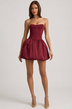 Chic Convertible Bow-Detail Bubble Hem Midaxi Dress in Wine Red