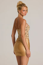 Chic Embellished Corset Mini Dress in Gold