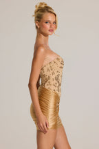 Chic Embellished Corset Mini Dress in Gold