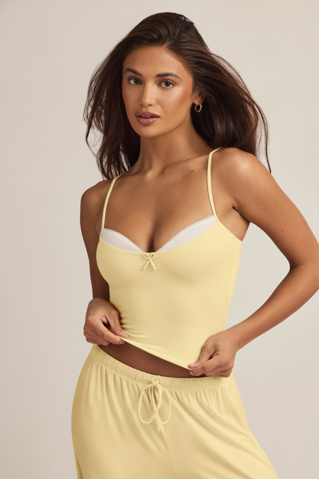Chic Modal Camisole Pyjama Top in Pastel Yellow