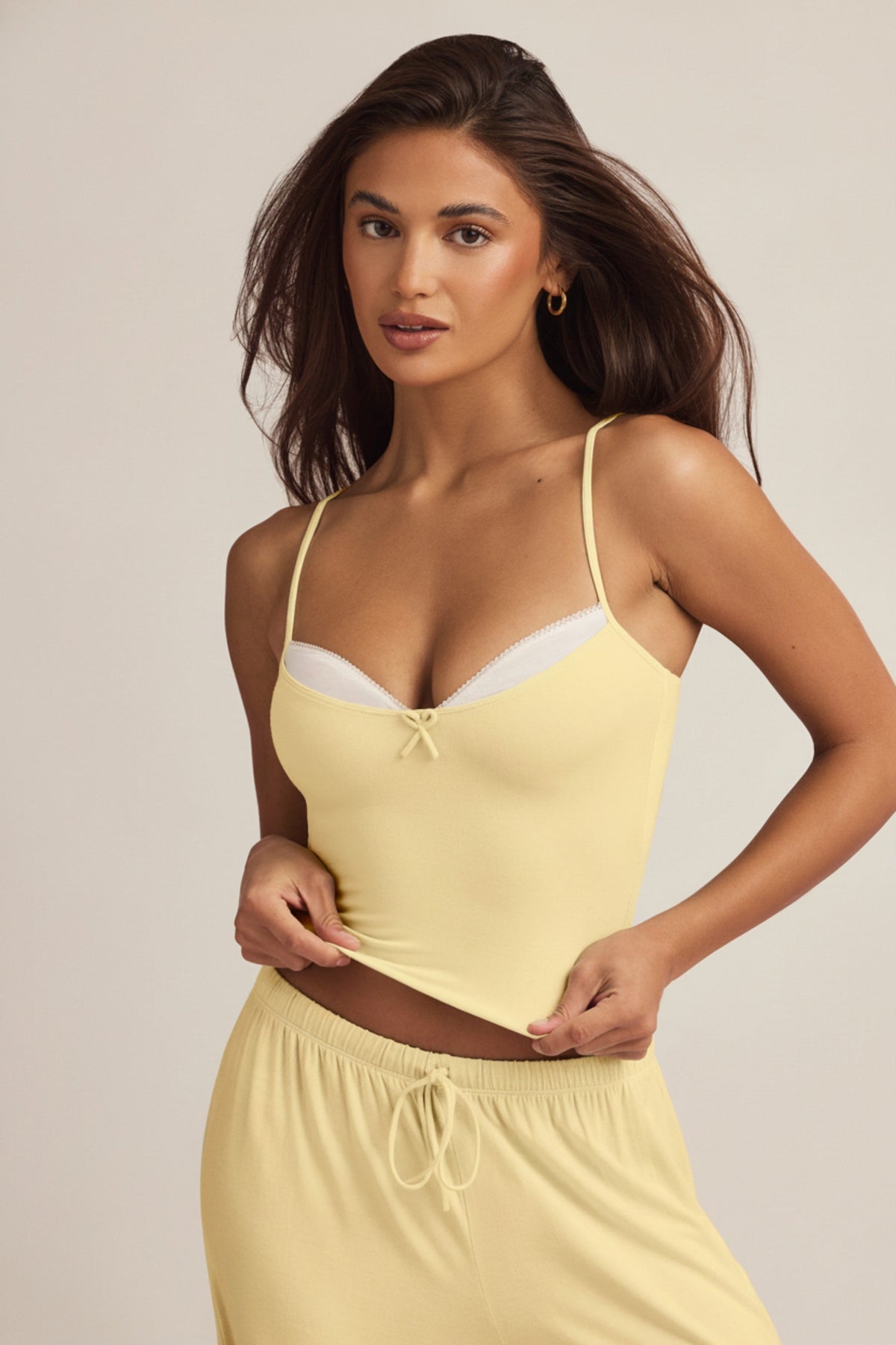 Chic Modal Camisole Pyjama Top in Pastel Yellow
