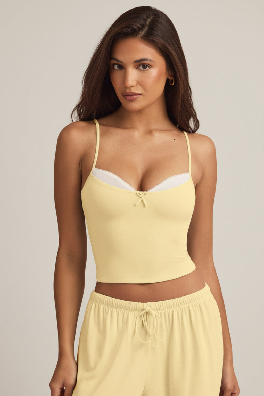 Chic Modal Camisole Pyjama Top in Pastel Yellow