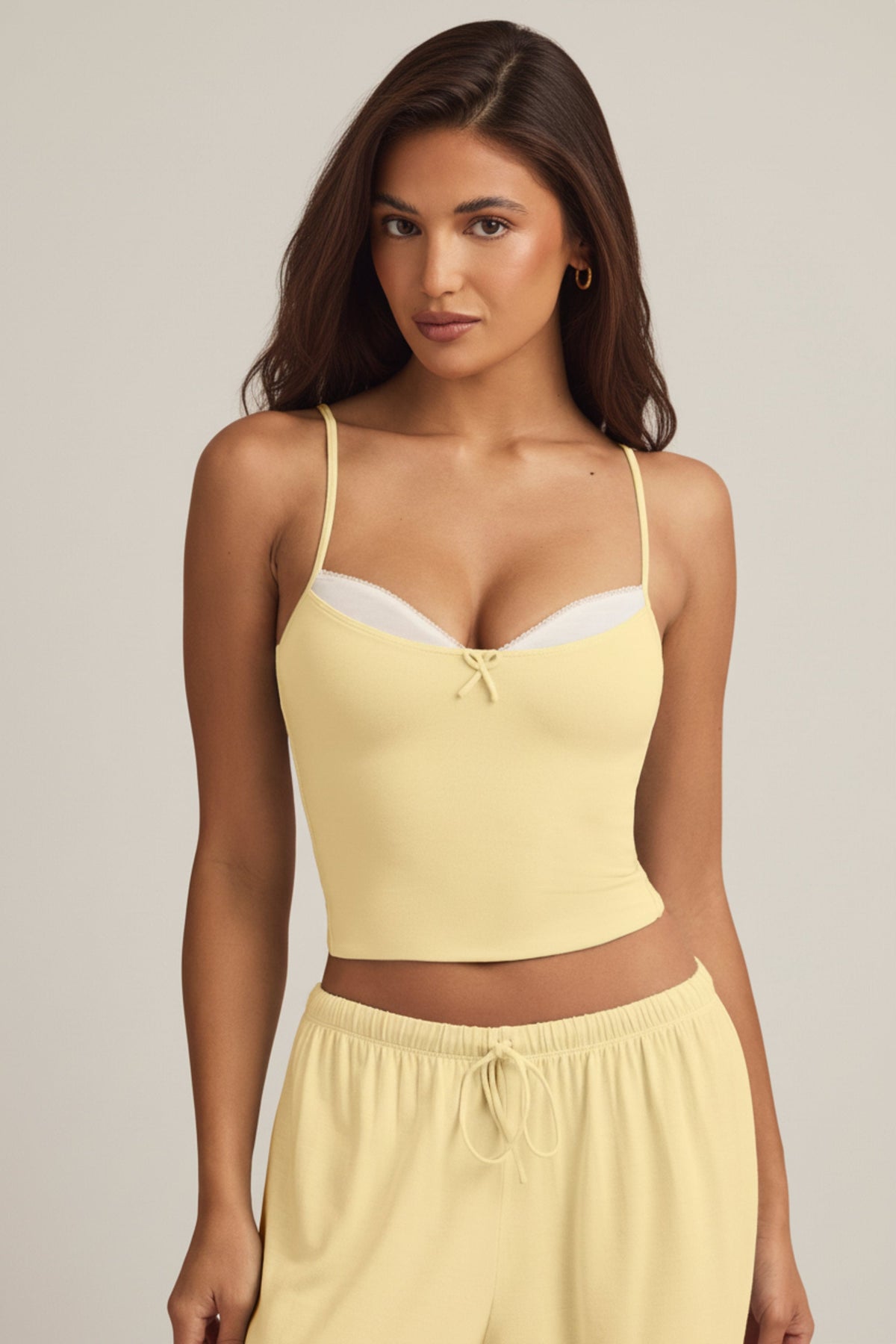 Chic Modal Camisole Pyjama Top in Pastel Yellow