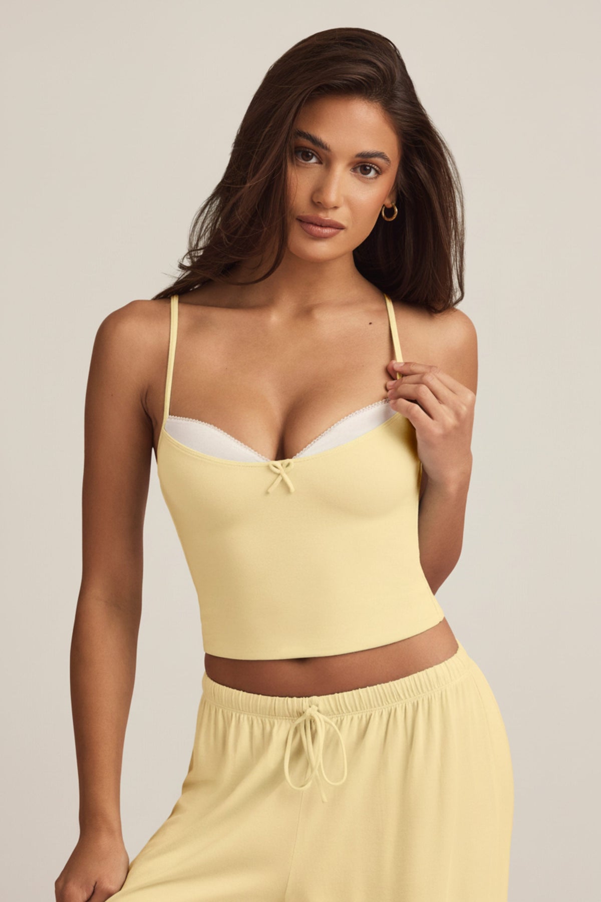 Chic Modal Camisole Pyjama Top in Pastel Yellow