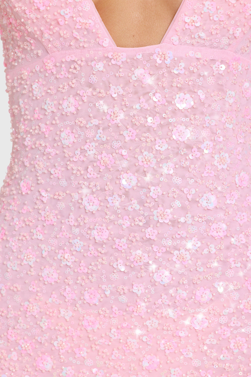 Chic Embellished Mini Dress in Bubblegum Pink