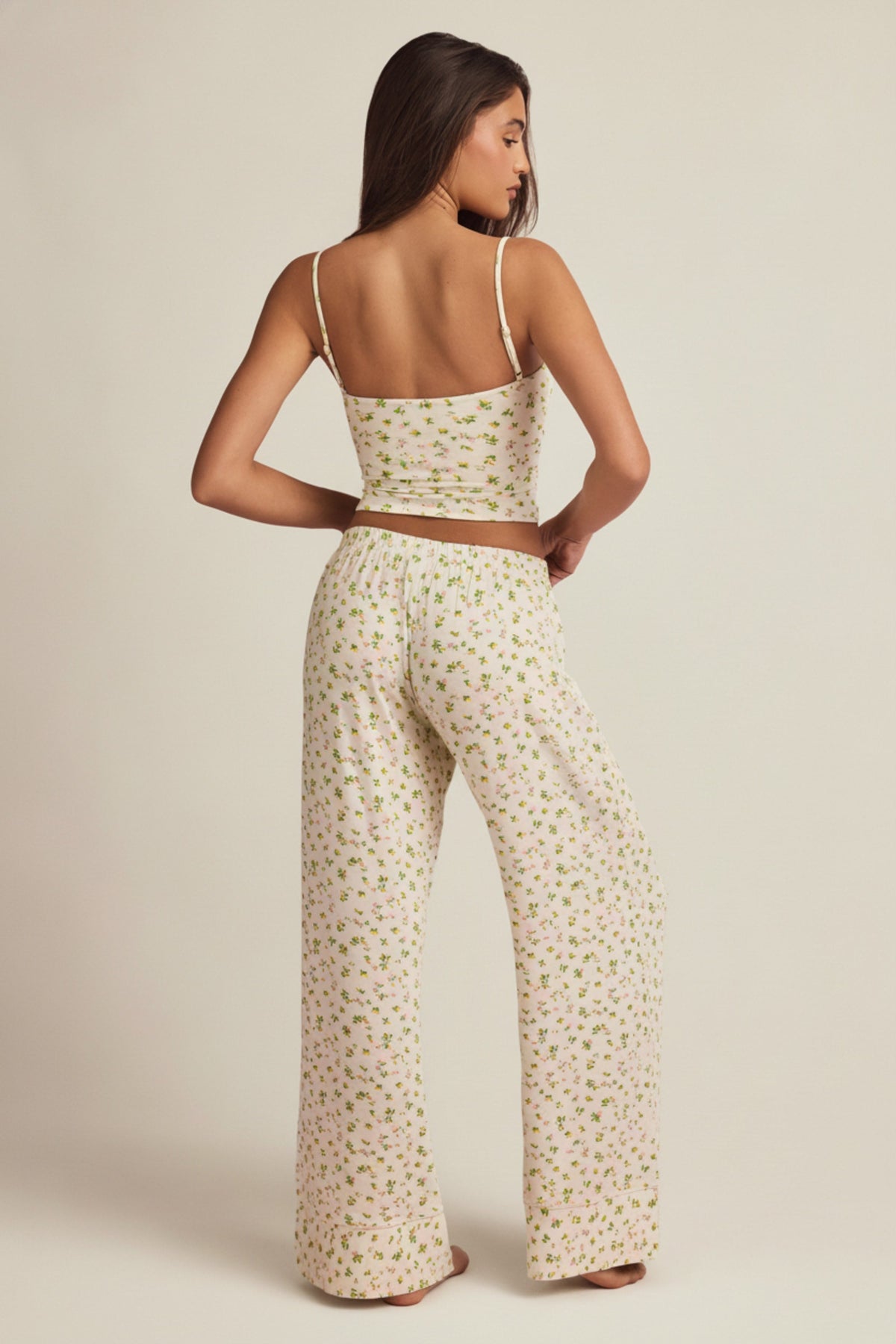 Chic Modal Mid-Rise Pyjama Trousers in Lemon Print