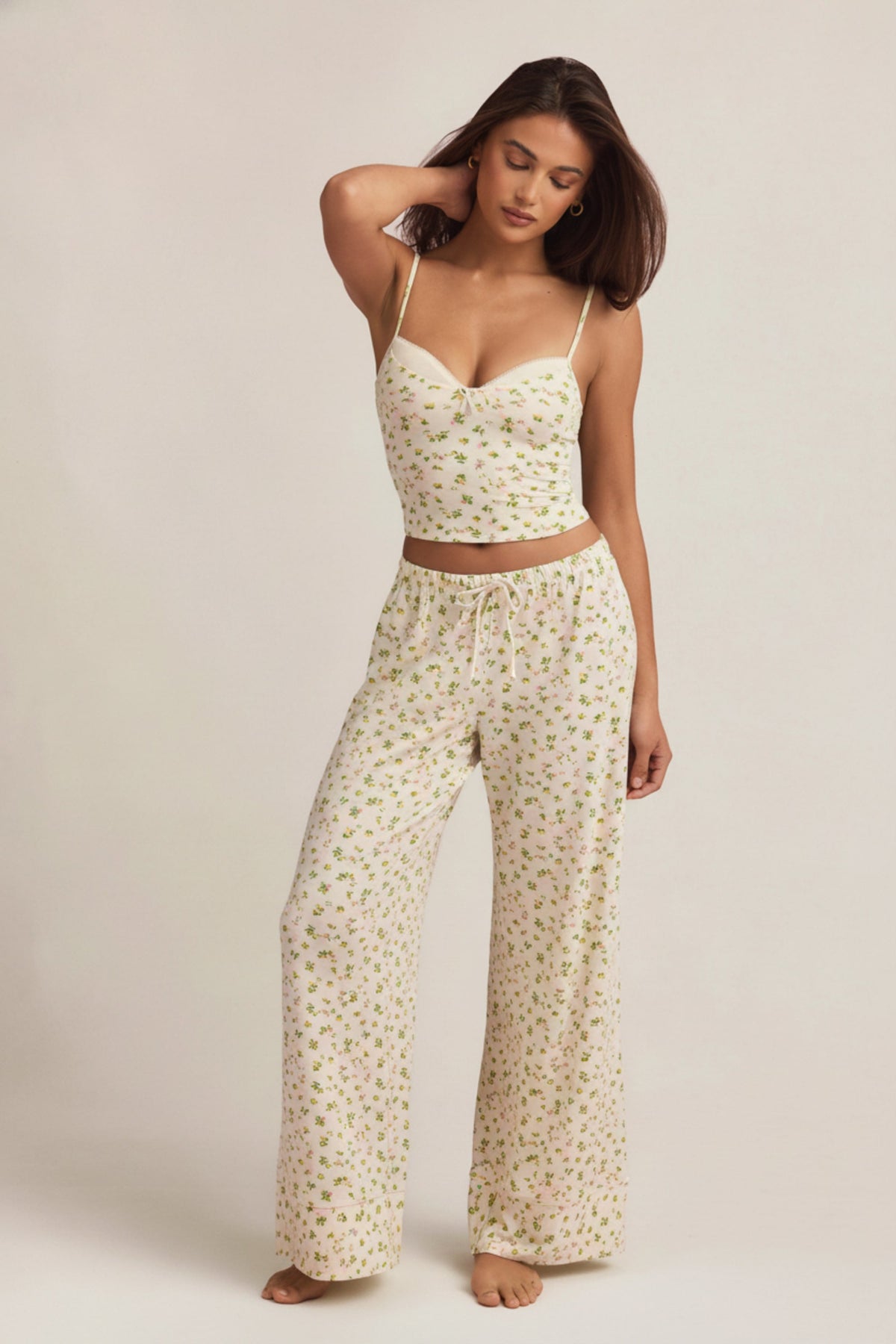 Chic Modal Mid-Rise Pyjama Trousers in Lemon Print