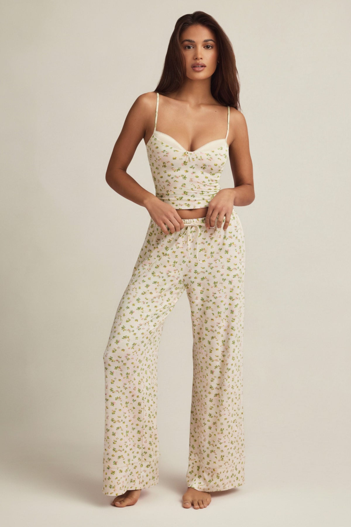 Chic Modal Mid-Rise Pyjama Trousers in Lemon Print