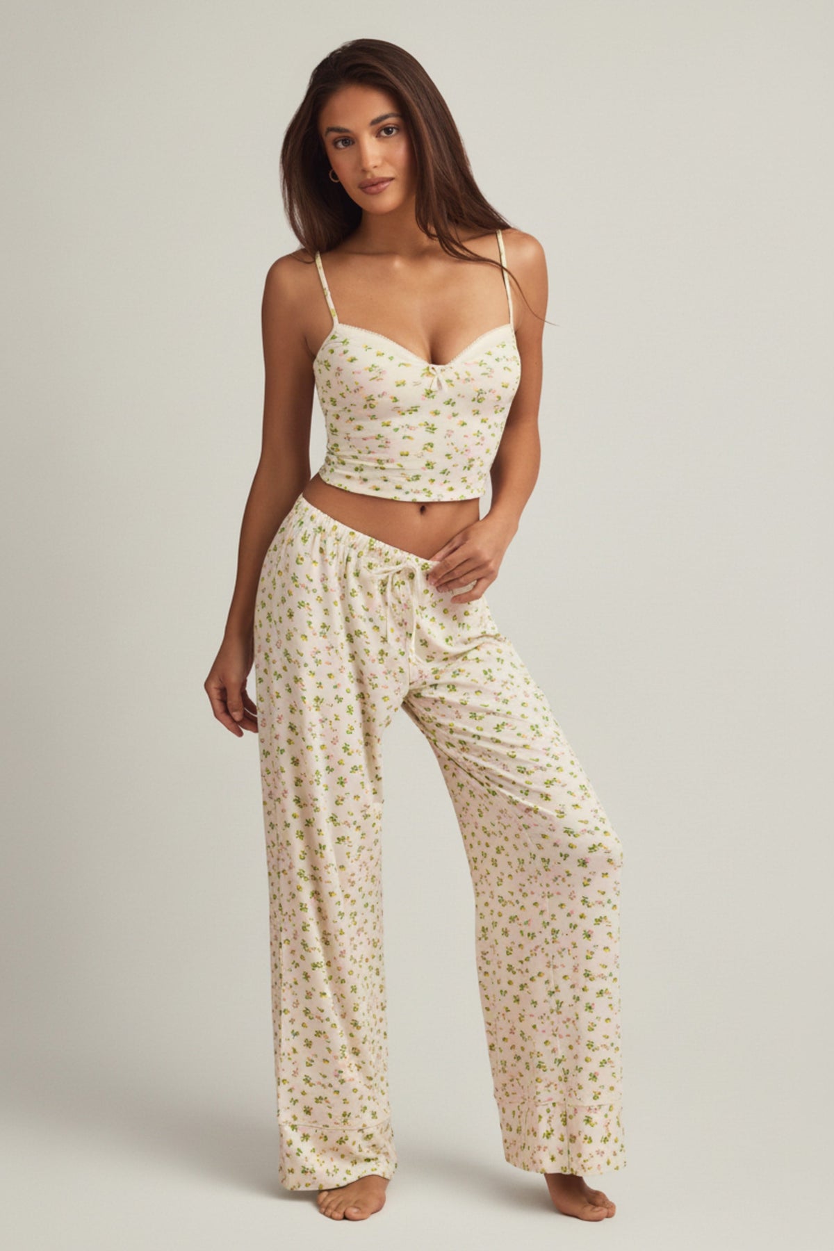 Chic Modal Mid-Rise Pyjama Trousers in Lemon Print