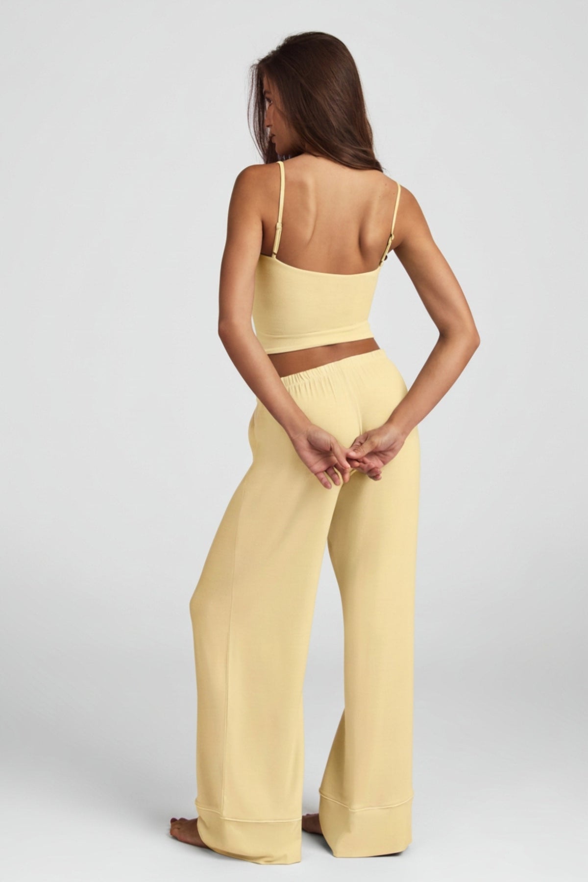 Chic Modal Mid-Rise Pyjama Trousers in Pastel Yellow