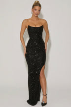 Chic Embellished Corset Gown in Black
