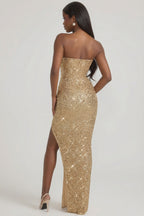 Chic Embellished Corset Gown in Gold