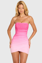 Chic Mesh Bodycon Mini Dress in Pink Ombre