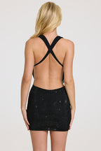 Chic Embellished Mini Dress in Black
