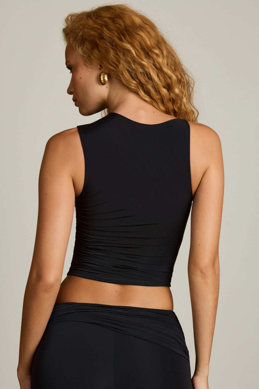 Chic Asymmetric Ruched Tank Top in Black