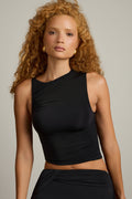 Chic Asymmetric Ruched Tank Top in Black