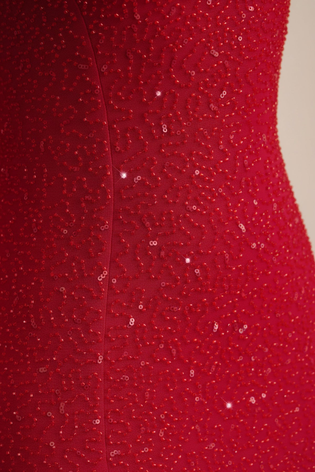 Chic Embellished Strapless Cowl-Neck Maxi Dress in Rouge