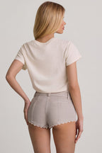 Chic Low-Rise Hot Pants in Ecru