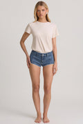 Chic Low-Rise Hot Pants in Mid-Blue