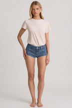 Chic Low-Rise Hot Pants in Mid-Blue