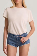 Chic Low-Rise Hot Pants in Mid-Blue