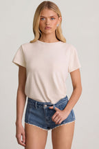 Chic Low-Rise Hot Pants in Mid-Blue