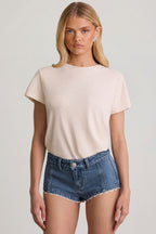 Chic Low-Rise Hot Pants in Mid-Blue