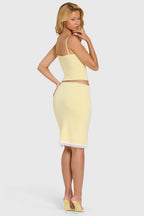 Chic Modal Lace-Trim Midi Skirt in Butter