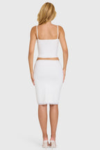 Chic Modal Lace-Trim Midi Skirt in Coconut