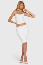 Chic Modal Lace-Trim Midi Skirt in Coconut