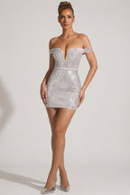 Chic Embellished Off-Shoulder Mini Dress in White