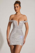 Chic Embellished Off-Shoulder Mini Dress in White