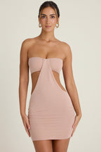 Chic Bandeau Cut-Out Mini Dress in Warm Peach