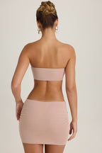 Chic Bandeau Cut-Out Mini Dress in Warm Peach