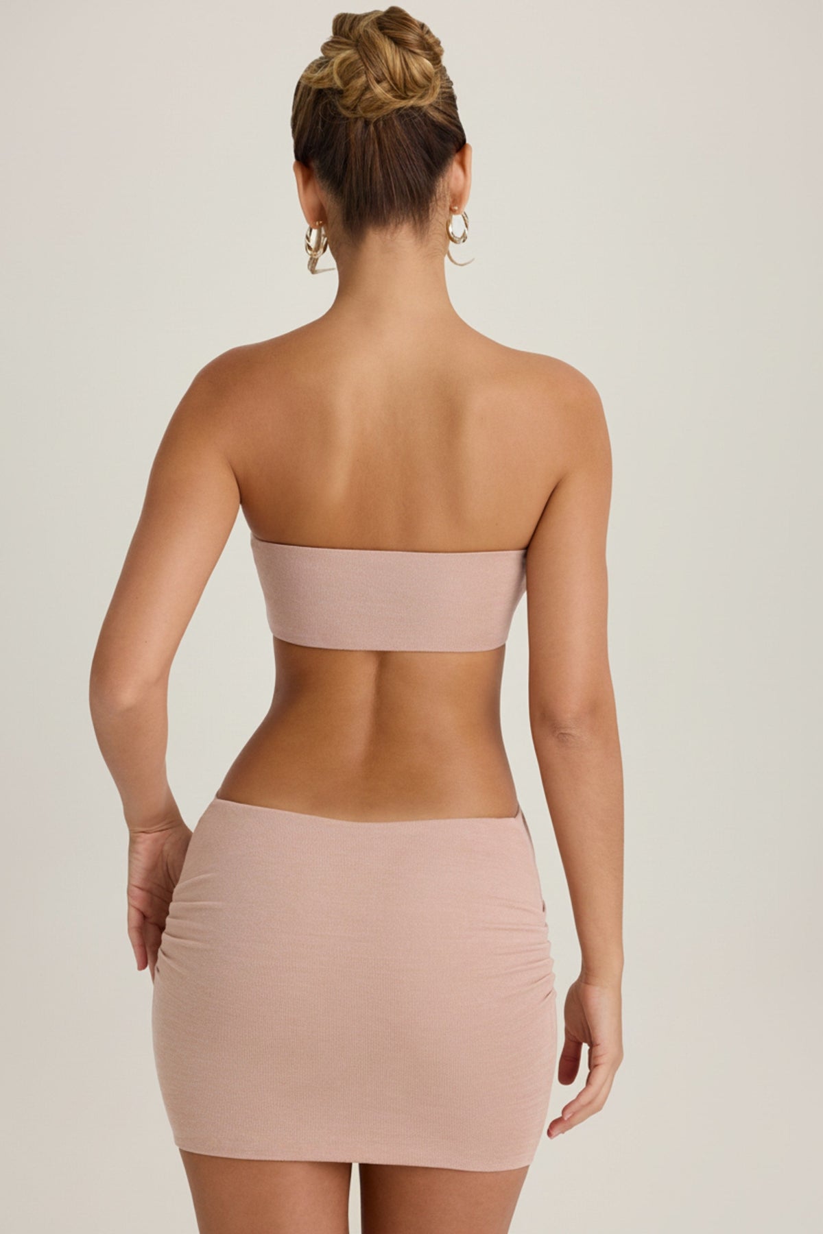 Chic Bandeau Cut-Out Mini Dress in Warm Peach