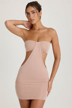 Chic Bandeau Cut-Out Mini Dress in Warm Peach