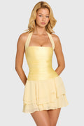 Chic Satin Corset Mini Dress in Butter