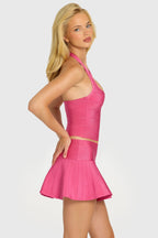 Chic Bandage Halterneck Top in Raspberry