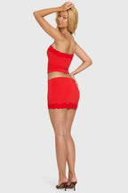 Chic Modal Lace-Trim Skort in Cherry