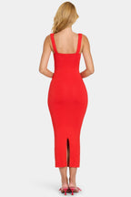 Chic Modal Lace-Trim Midaxi Dress in Cherry