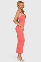 Chic Modal Lace-Trim Midaxi Dress in Red Gingham