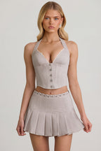 Chic Halterneck Corset Top in Ecru